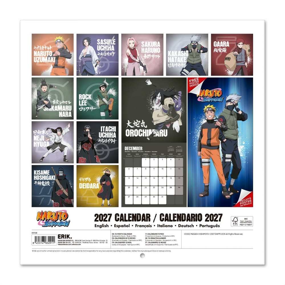 Grupo Erik Naruto - 2027 30X30 Kalender - Mehrfarben